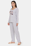 Rosaline Just Treats Knit Cotton Pyjama Set -Grey Melange — thumbnail 2